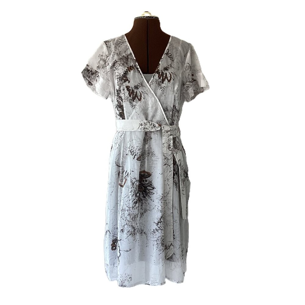 Marc Aurel White Print Floral Dress